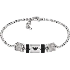 Emporio Armani Onyx Rondelle Men’s Bracelet
