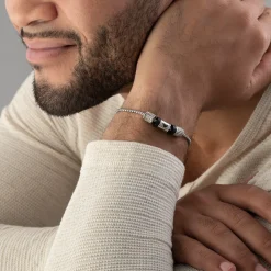 Emporio Armani Onyx Rondelle Men’s Bracelet