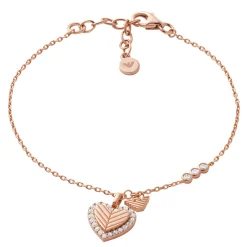 Emporio Armani Rose Tone Cubic Zirconia Heart Bracelet