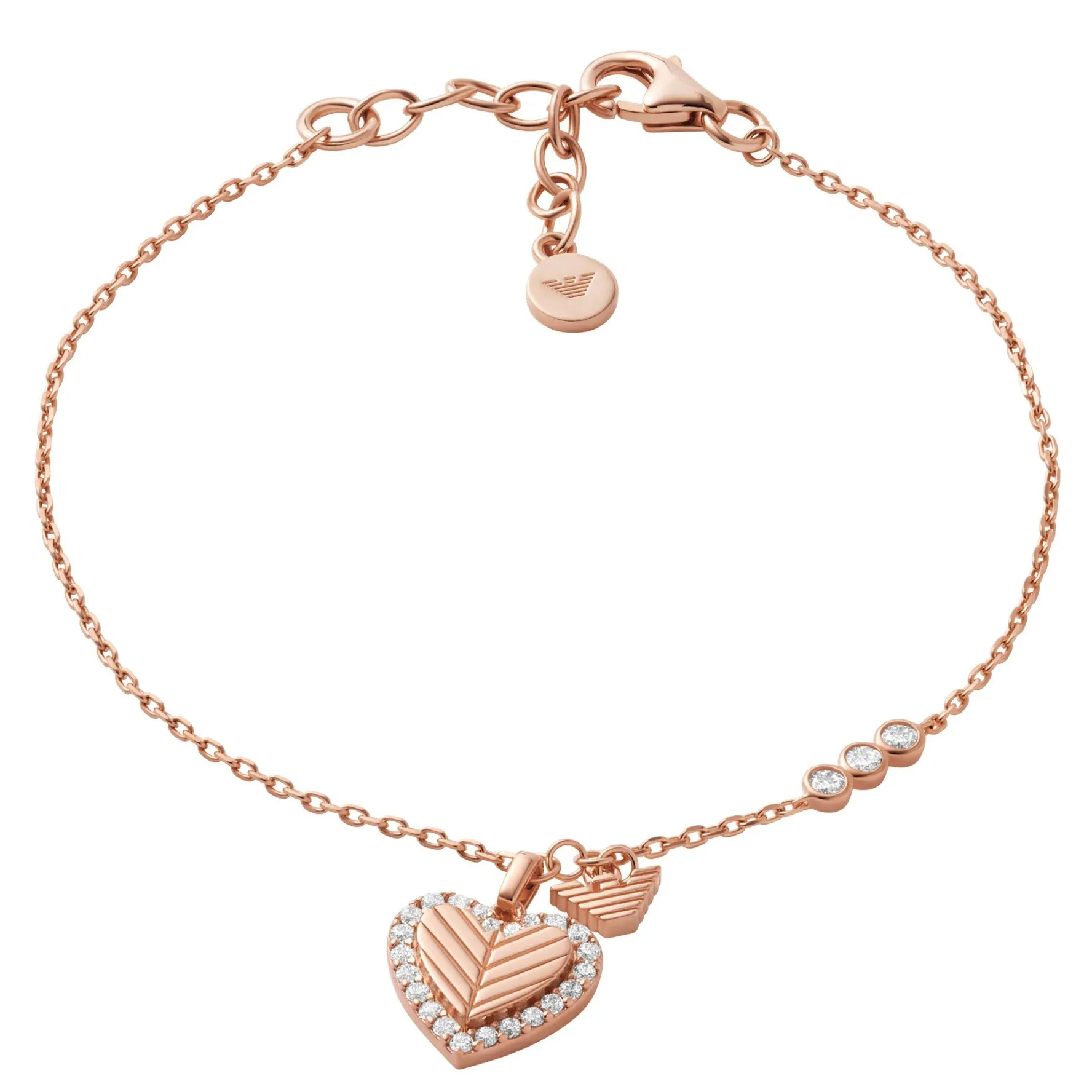Emporio Armani Rose Tone Cubic Zirconia Heart Bracelet