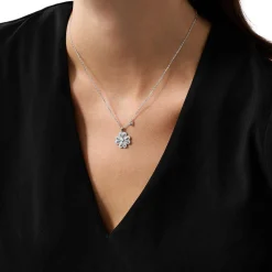 Emporio Armani Silver Cubic Zirconia Flower Pendant