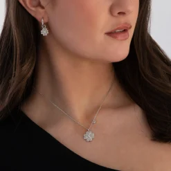 Emporio Armani Silver Cubic Zirconia Flower Pendant