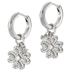 Emporio Armani Silver Cubic Zirconia Flower Drop Earrings