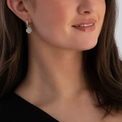 Emporio Armani Silver Cubic Zirconia Flower Drop Earrings