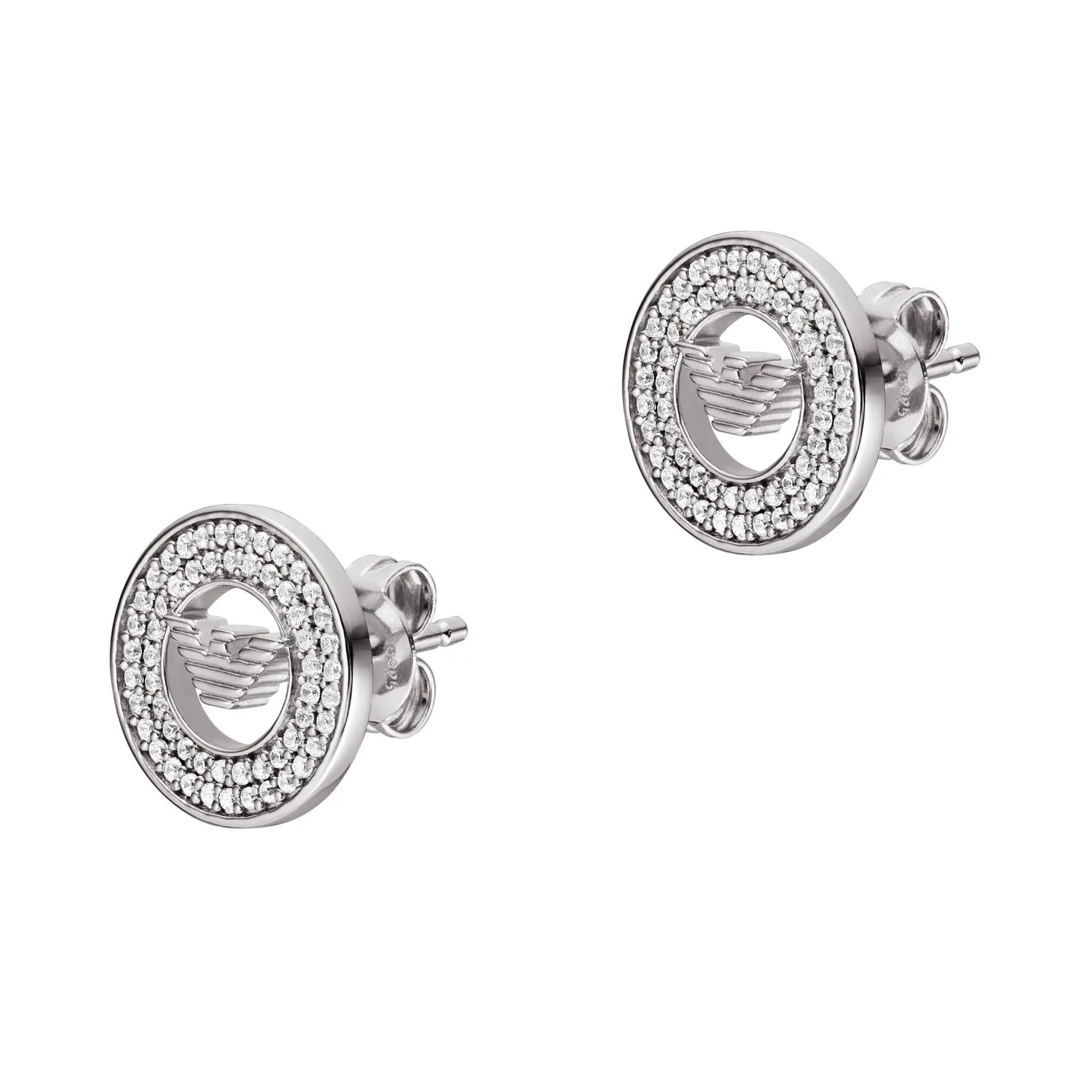 Emporio Armani Silver Plated Cubic Zirconia Stud Earrings