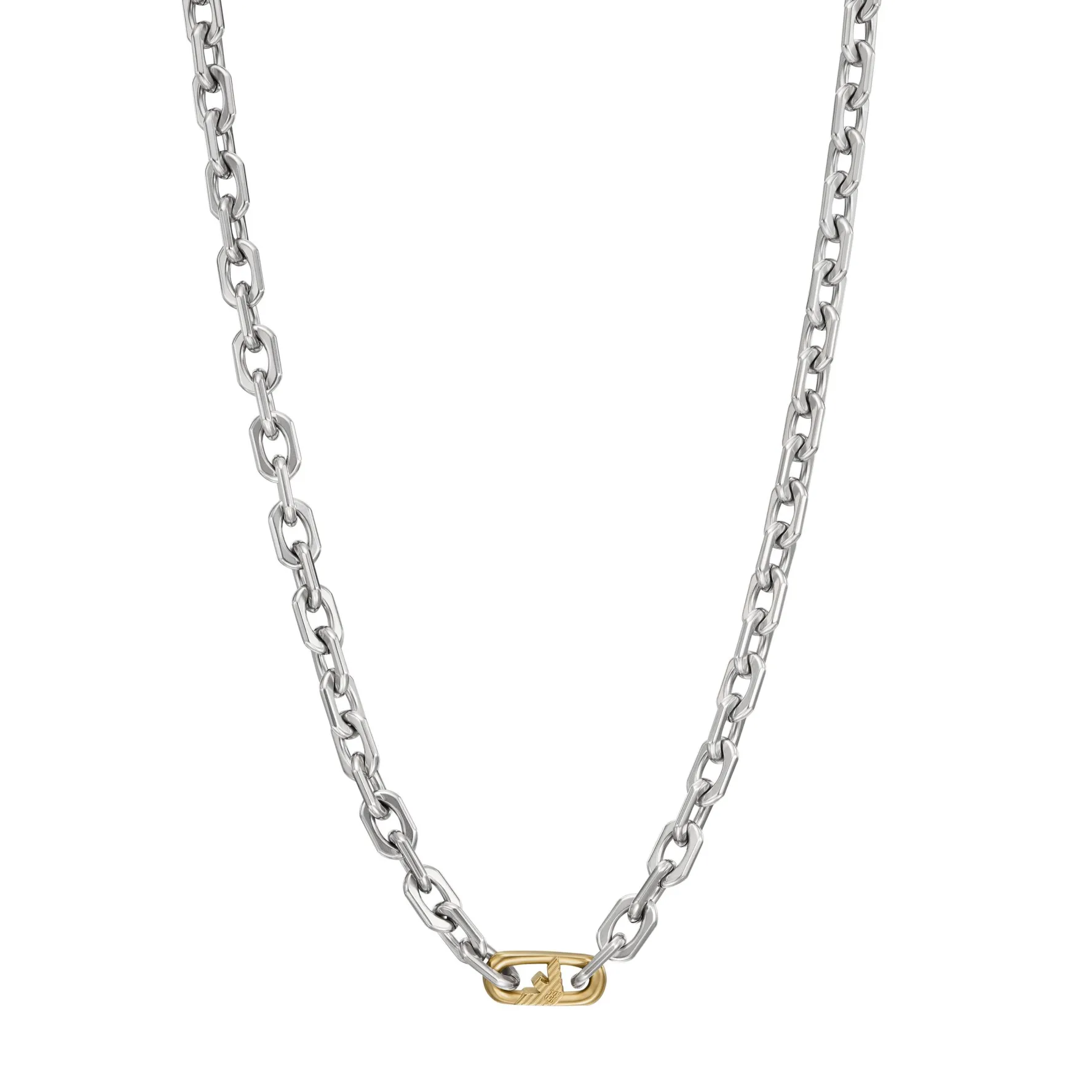 Emporio Armani Stainless Steel and Yellow Gold Plated Necklace