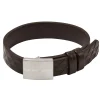Emporio Armani Stainless Steel Brown Leather Bracelet