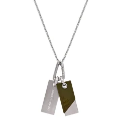 Emporio Armani Stainless Steel Green Dog Tag Pendant