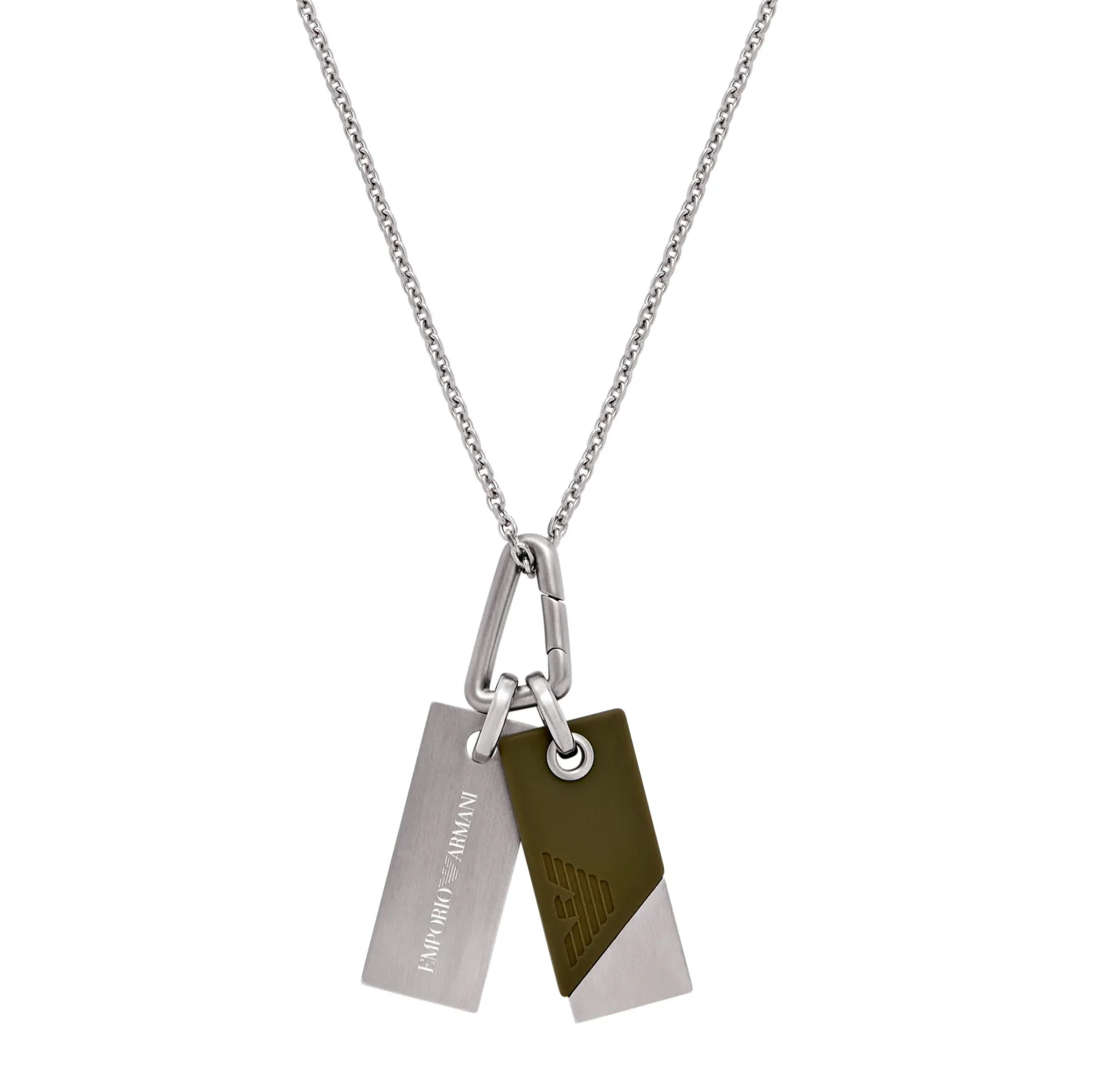 Emporio Armani Stainless Steel Green Dog Tag Pendant
