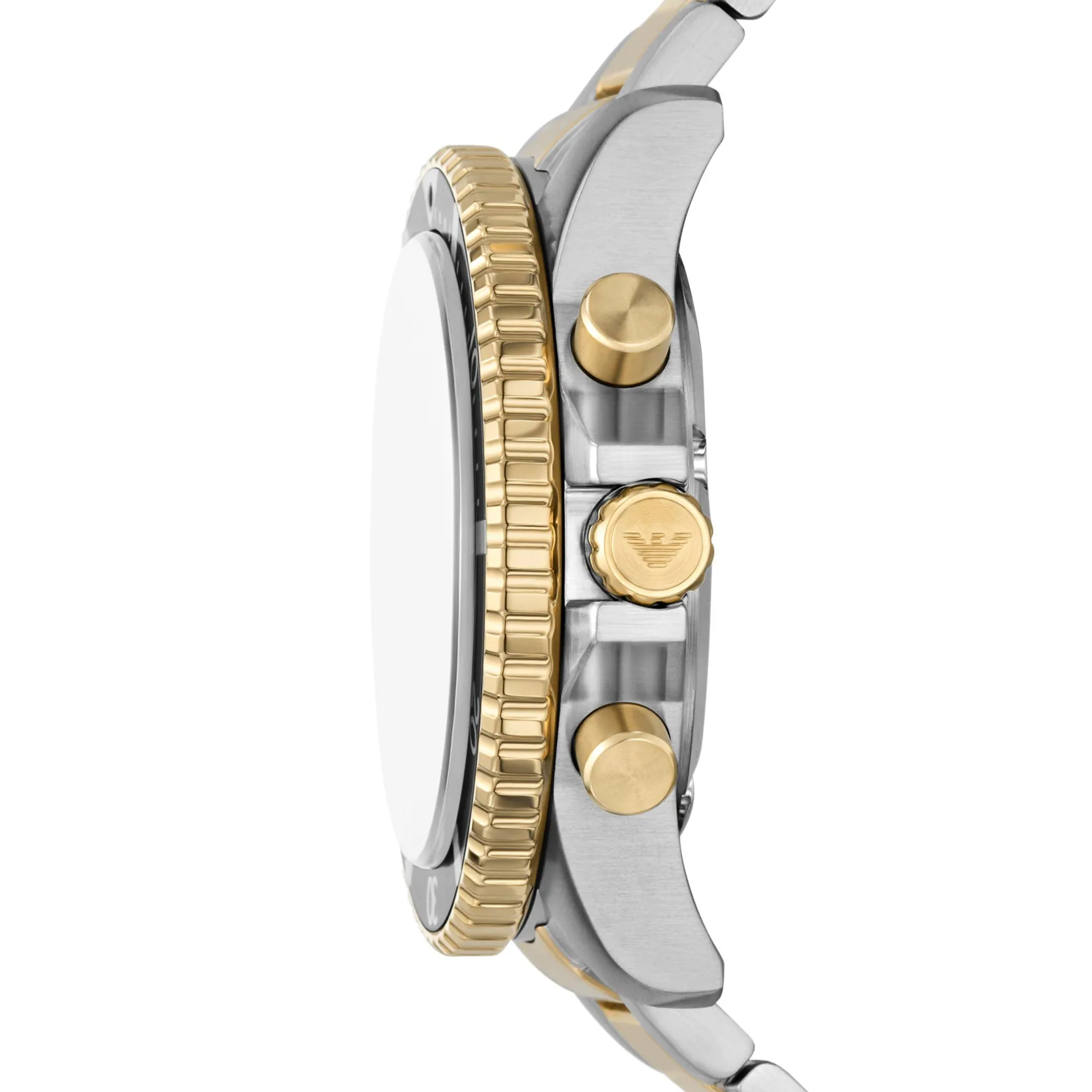 Emporio Armani World Explorer Solar 43.5mm Stainless Steel and Yellow Gold Tone Chronograph Men’s Watch