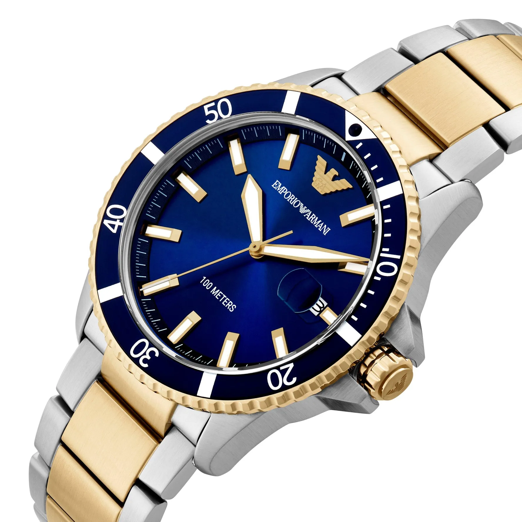 Emporio Armani World Explorer 42mm Stainless Steel and Yellow Gold Tone Men’s Watch
