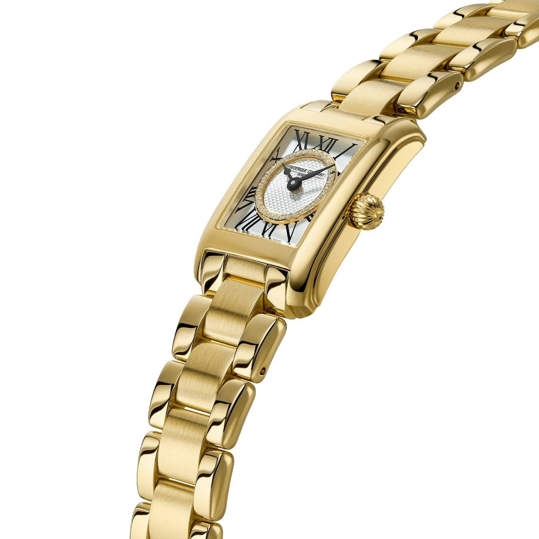 Frederique Constant Classics Carree 21mm Yellow Gold PVD Diamond Ladies Watch