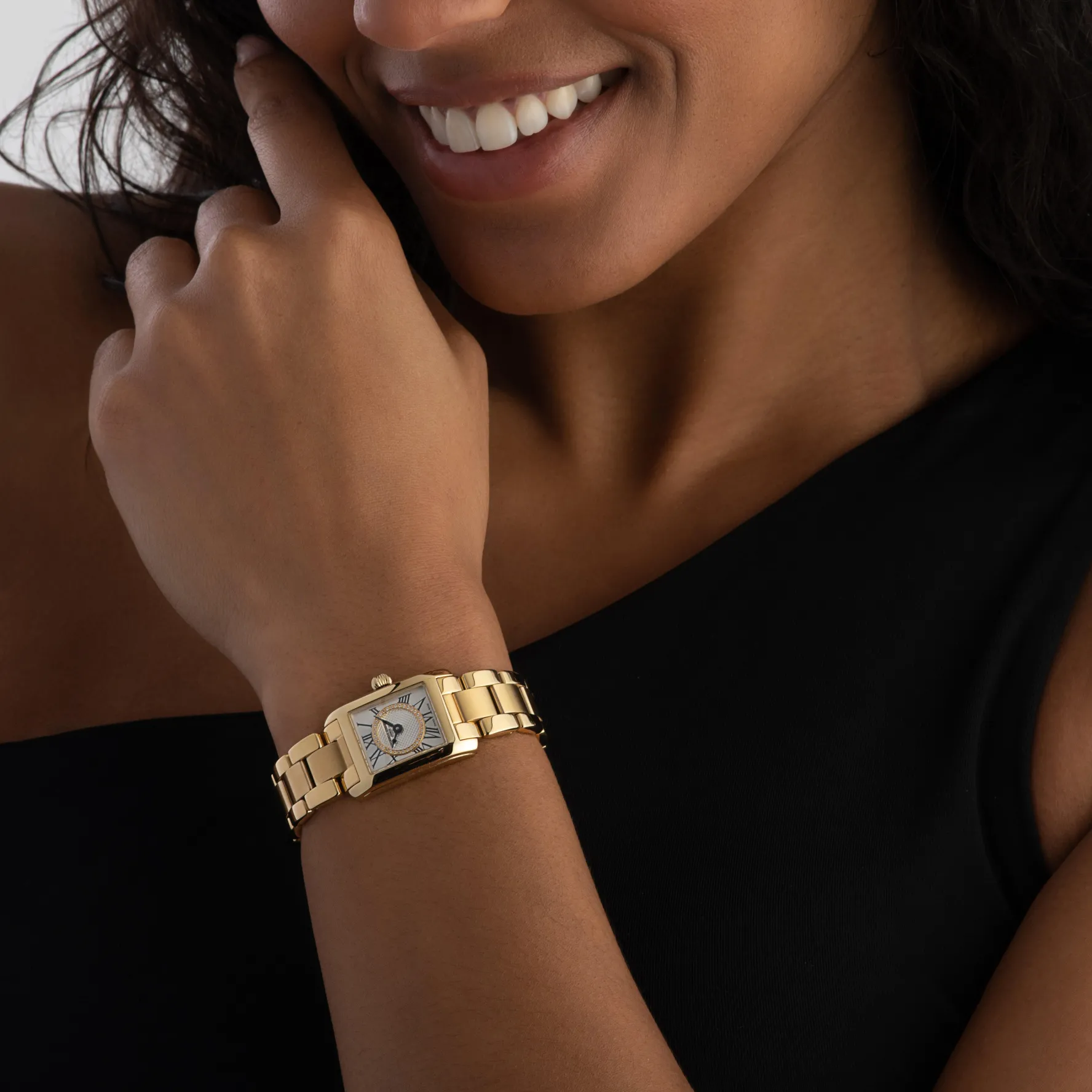 Frederique Constant Classics Carree 21mm Yellow Gold PVD Diamond Ladies Watch