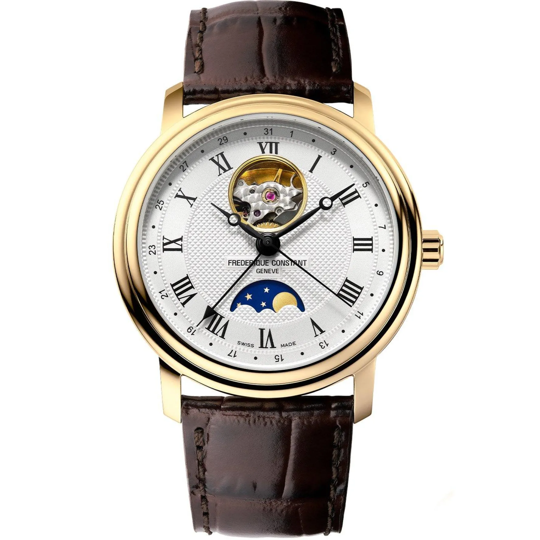 Frederique Constant Classics Heart Beat Moonphase 40mm Yellow Gold Plated Automatic Men’s Watch