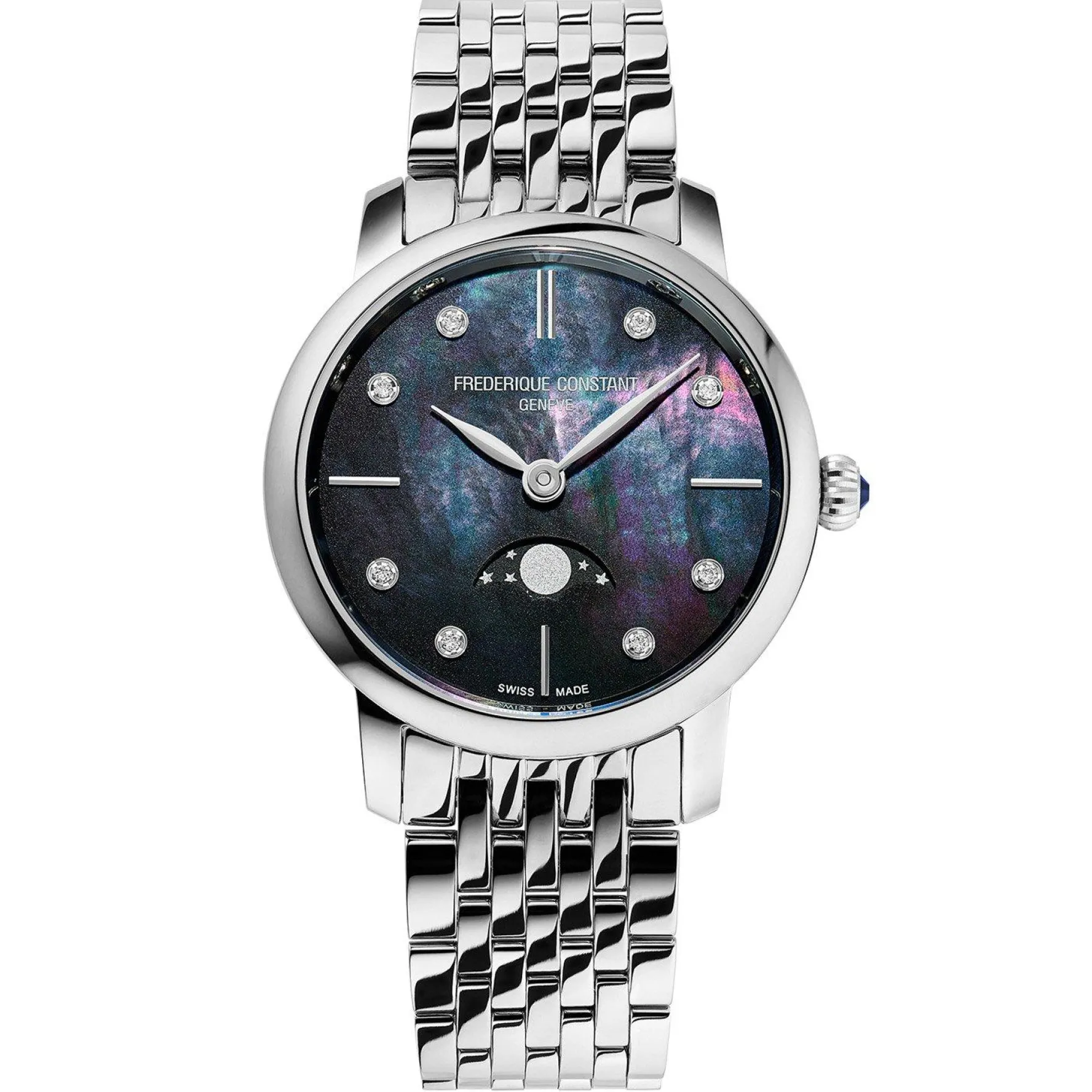 Frederique Constant Classics Slimline Moonphase 30mm Diamond Mother of Pearl Ladies Watch
