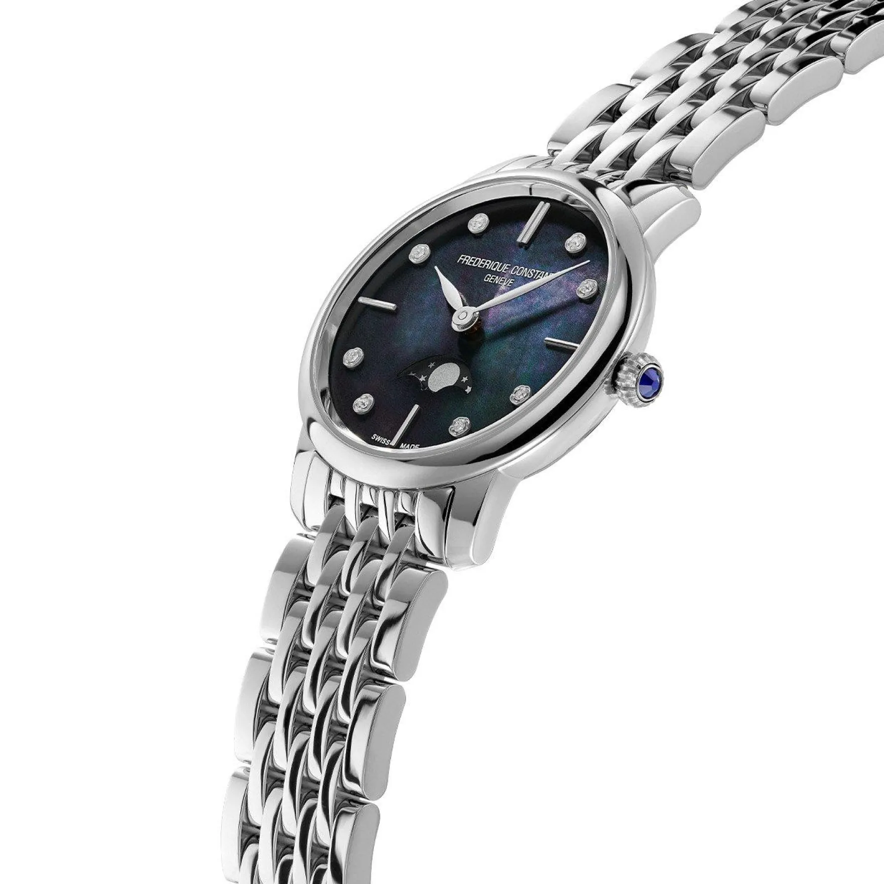 Frederique Constant Classics Slimline Moonphase 30mm Diamond Mother of Pearl Ladies Watch