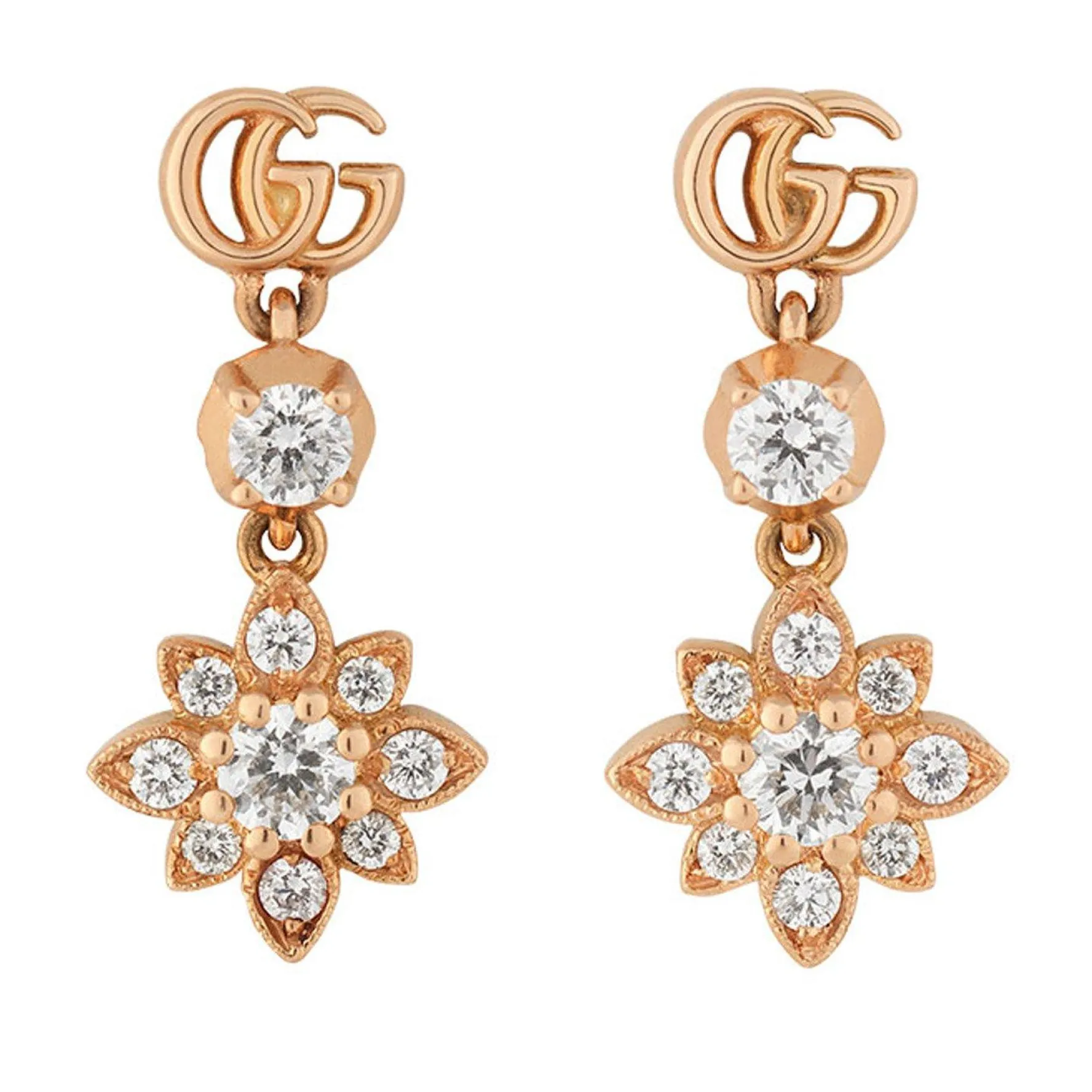 Gucci Flora 18ct Rose Gold Diamond Earrings