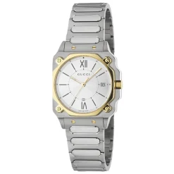 Gucci G-Flat 30mm Stainless Steel and Yellow Gold Plated Watch