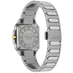 Gucci G-Flat 24mm Stainless Steel and Yellow Gold Plated Diamond Ladies Watch