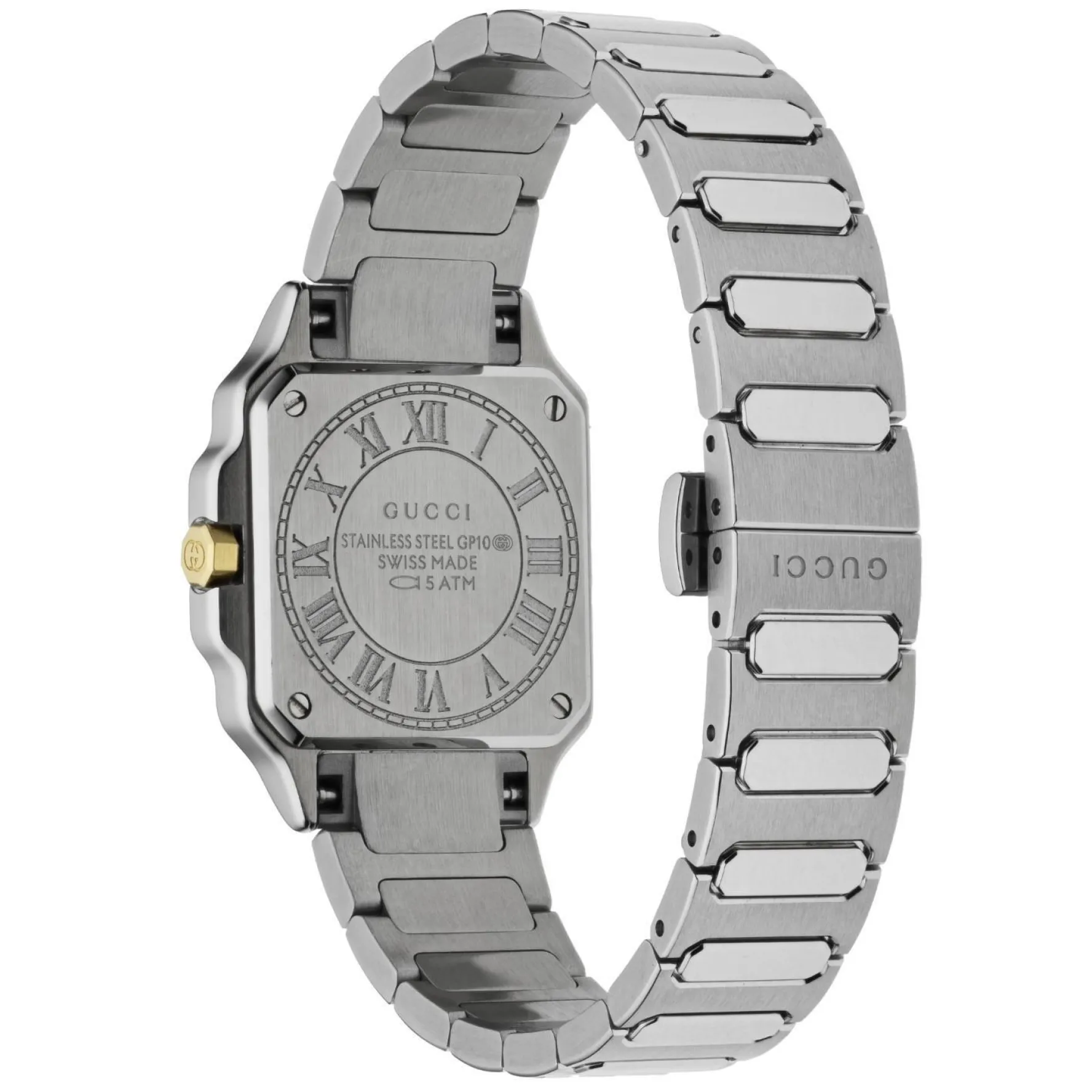 Gucci G-Flat 24mm Stainless Steel and Yellow Gold Plated Diamond Ladies Watch