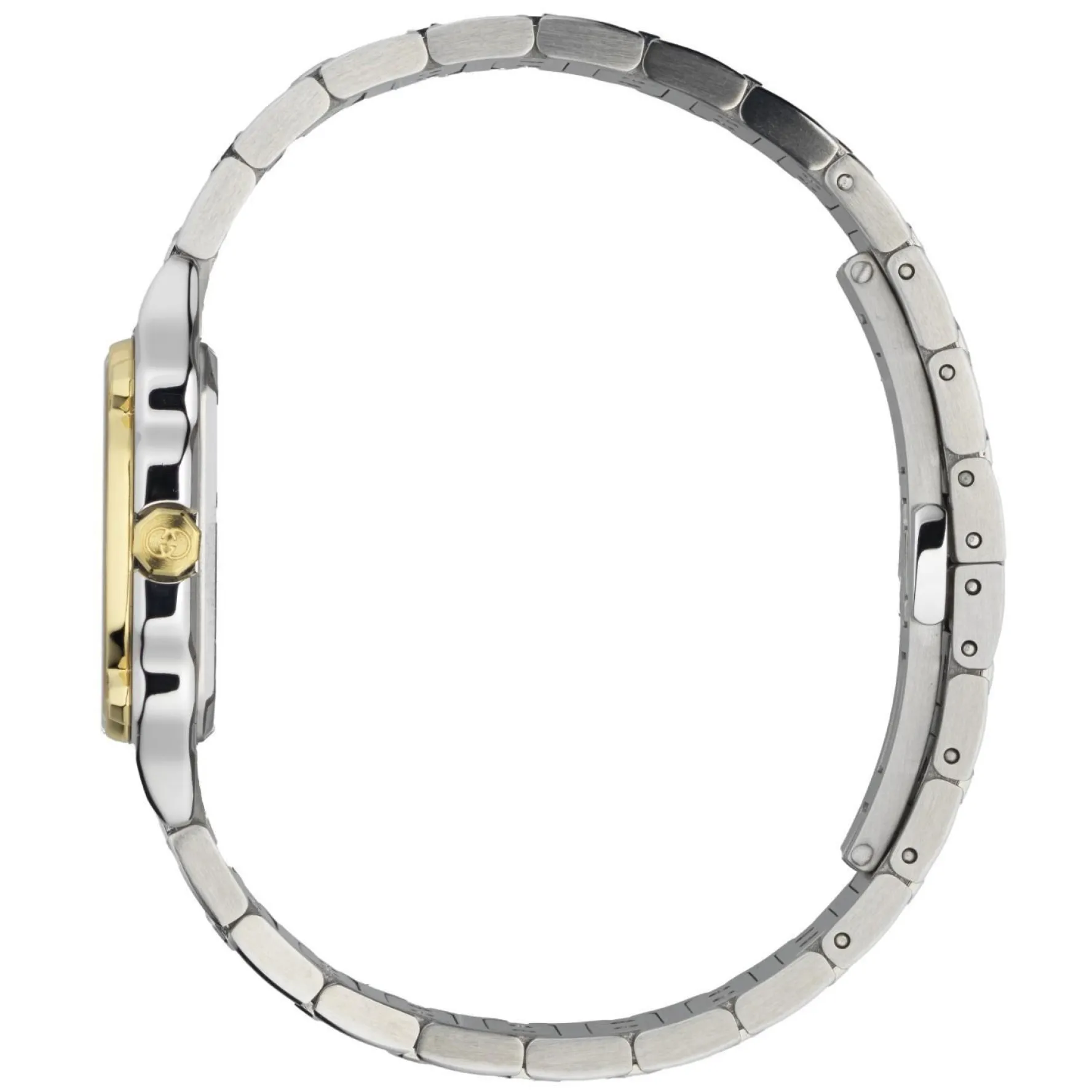 Gucci G-Flat 24mm Stainless Steel and Yellow Gold Plated Diamond Ladies Watch