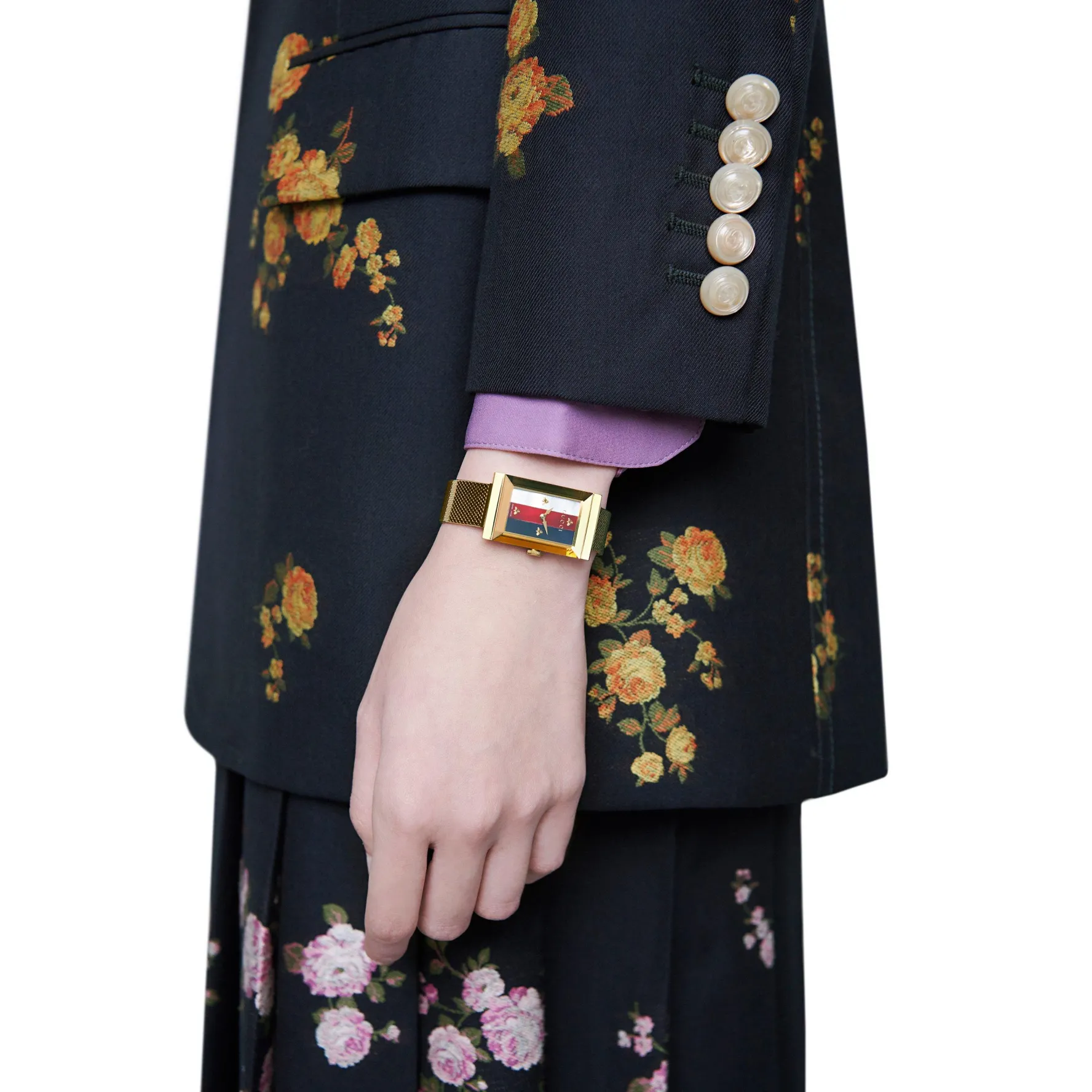 Gucci G-Frame 34mm Yellow Gold PVD Ladies Watch