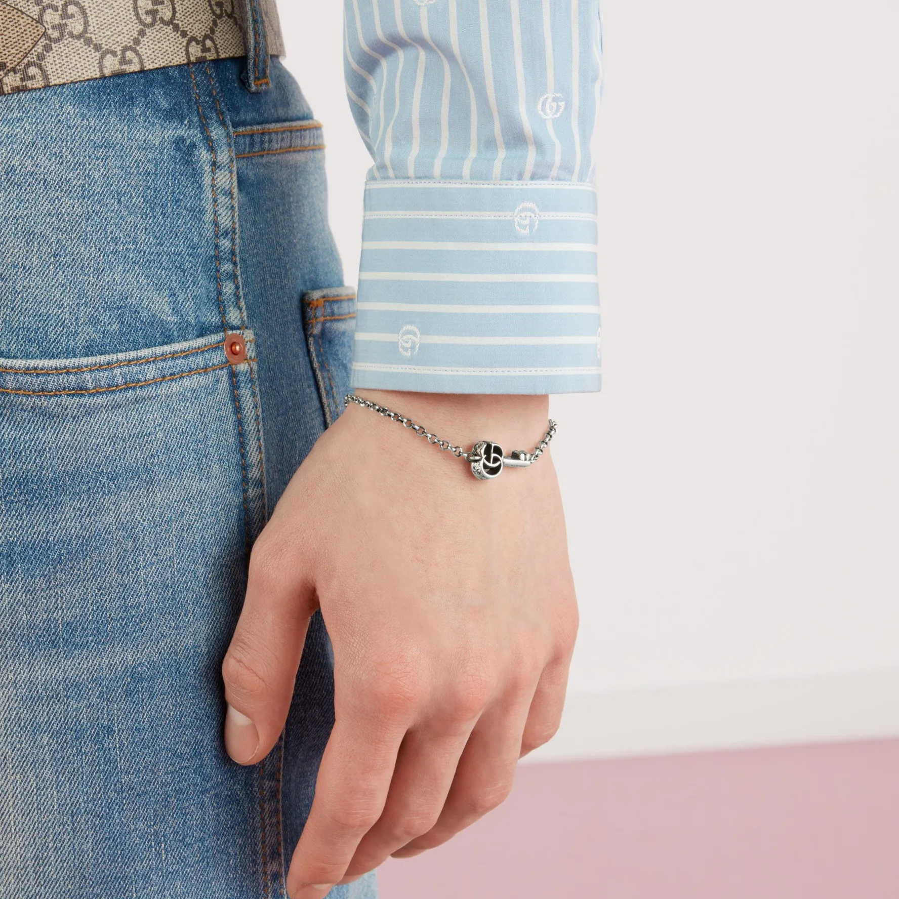 Gucci GG Marmont Double G Key Silver Bracelet
