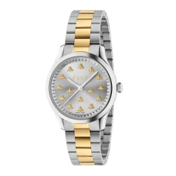 Gucci G-Timeless 32mm Stainless Steel and 18ct Yellow Gold Ladies Watch