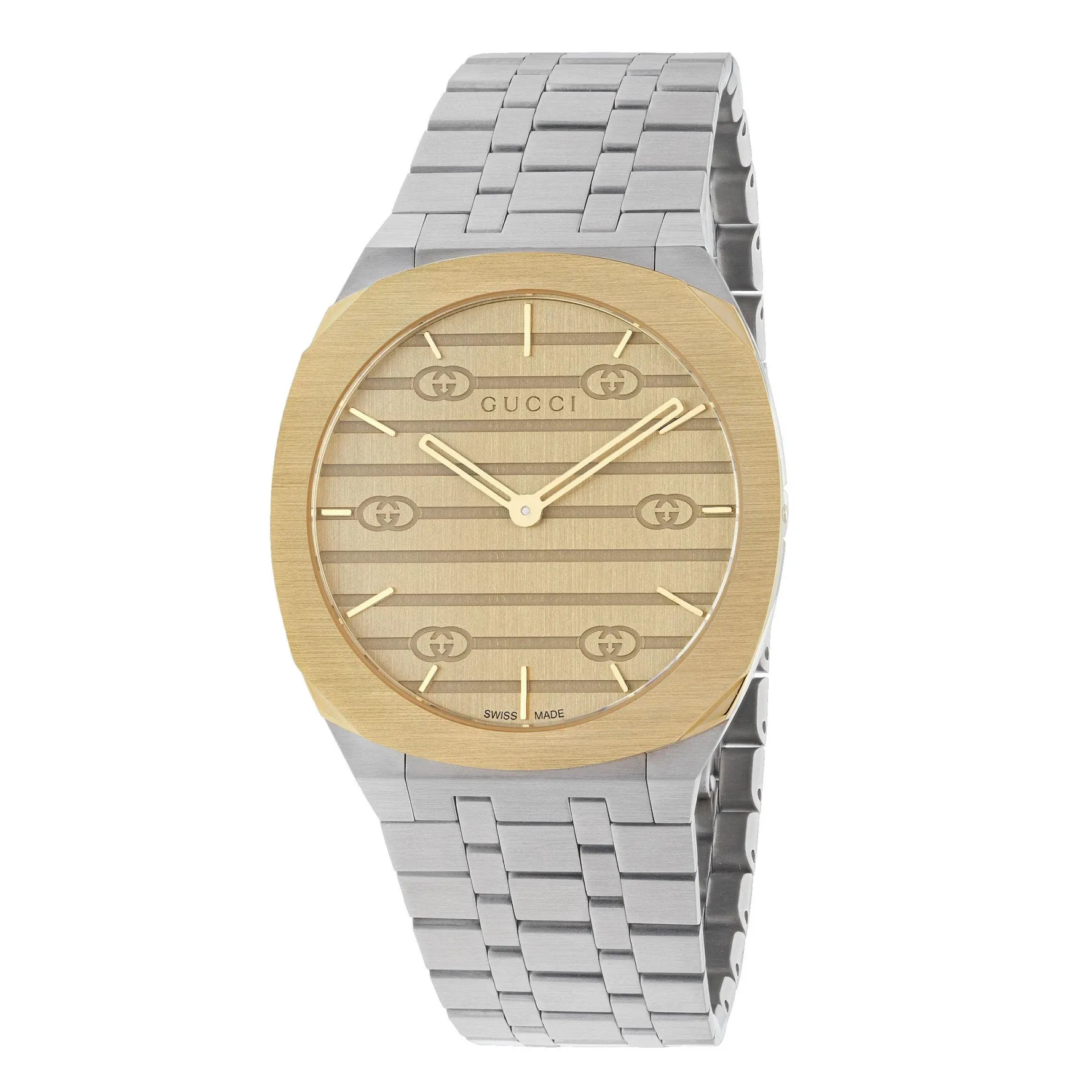 Gucci 25H 38mm Stainless Steel and 18ct Yellow Gold Plated Watch