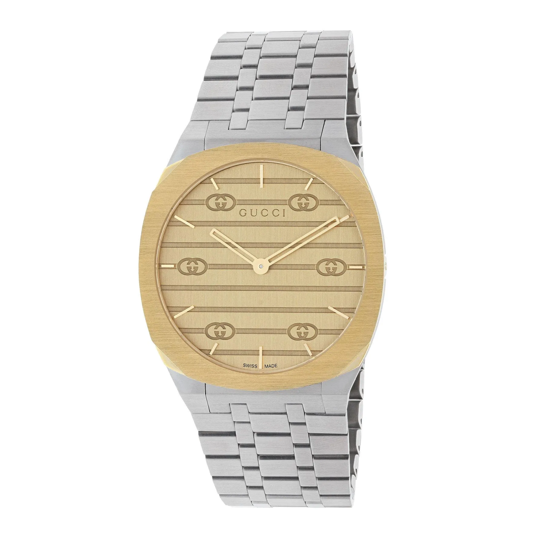Gucci 25H 34mm Stainless Steel and Gold Plated Watch