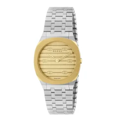 Gucci 25H 30mm Stainless Steel and 18ct Yellow Gold Plated Ladies Watch