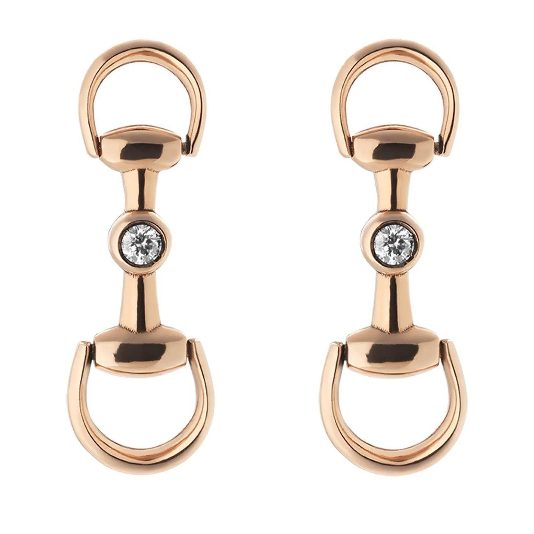 Gucci Horsebit 18ct Rose Gold Diamond Drop Earrings