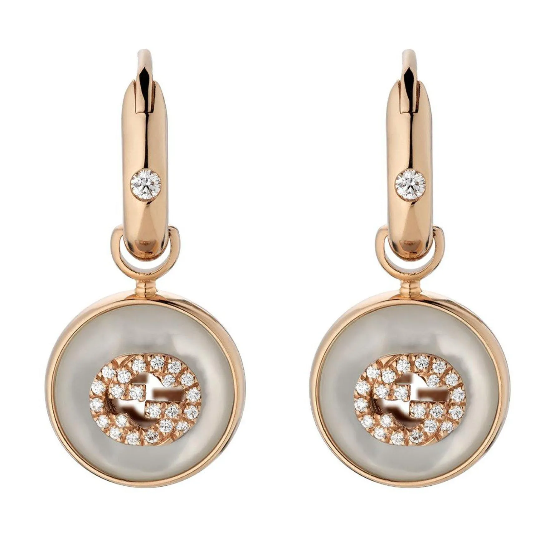 Gucci Interlocking 18ct Rose Gold Mother of Pearl Drop Earrings