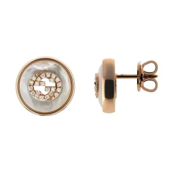 Gucci Interlocking 18ct Rose Gold Mother of Pearl Stud Earrings