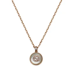 Gucci Interlocking 18ct Rose Gold Diamond Mother of Pearl Necklace