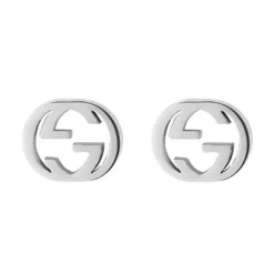 Gucci Interlocking 18ct White Gold Stud Earrings