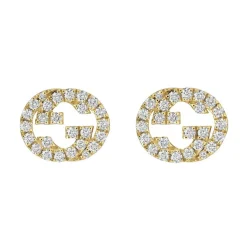 Gucci Interlocking 18ct Yellow Gold Diamond Earrings