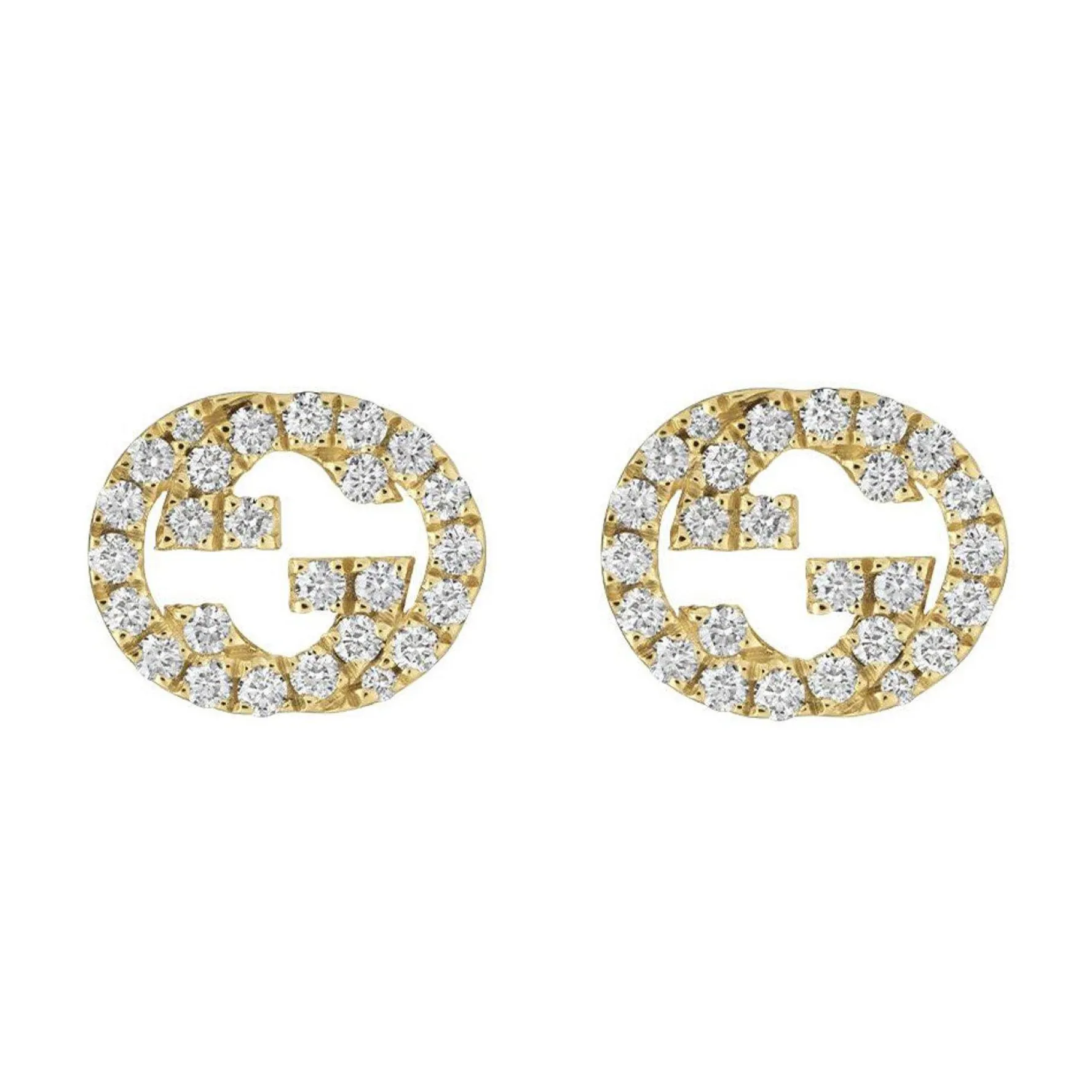 Gucci Interlocking 18ct Yellow Gold Diamond Earrings