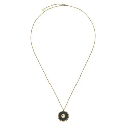 Gucci Interlocking 18ct Yellow Gold Diamond Onyx Necklace