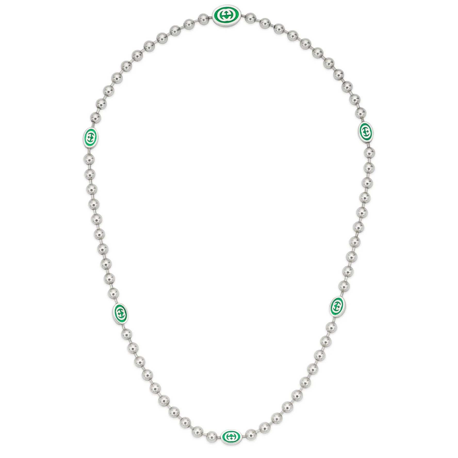 Gucci Interlocking G Silver Boule Necklace