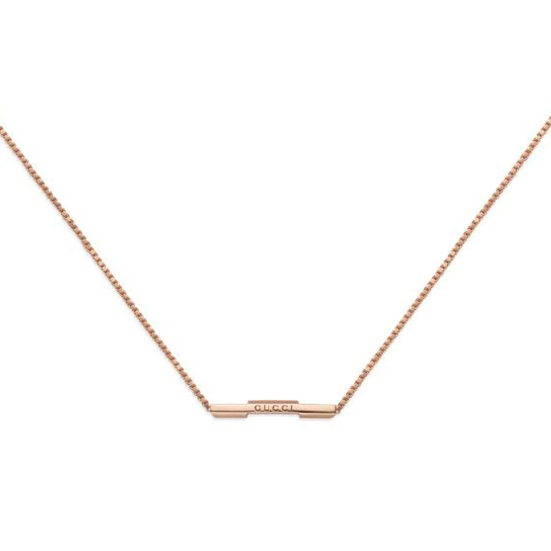 Gucci Link to Love 18ct Rose Gold Bar Necklace