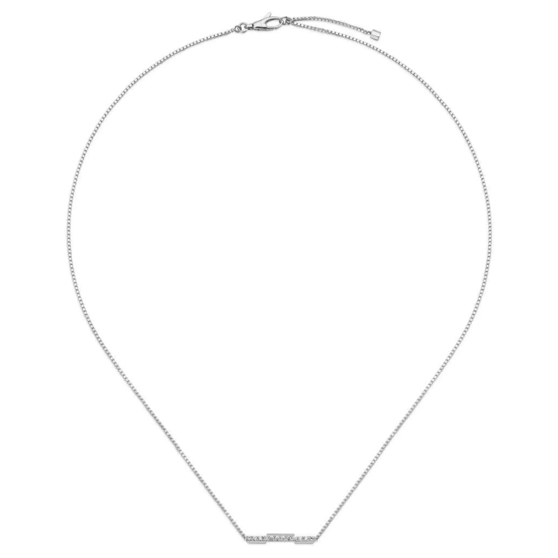 Gucci Link to Love 18ct White Gold Diamond Bar Necklace