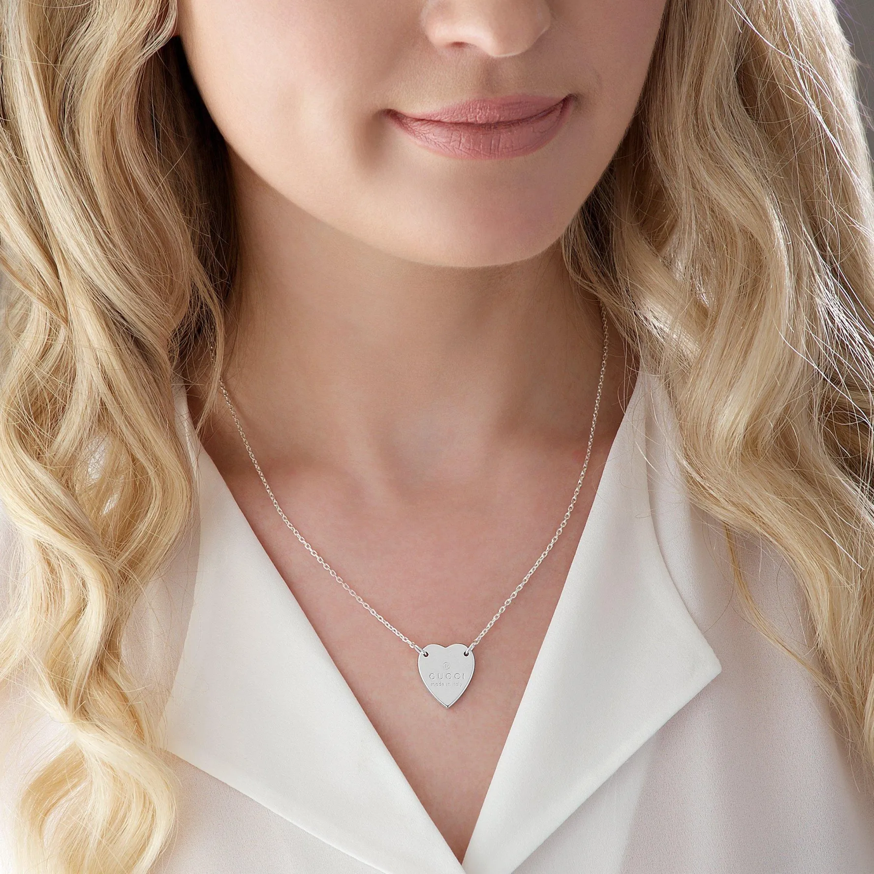 Gucci Trademark Heart Silver Necklace