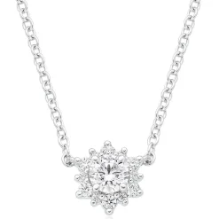 Hearts On Fire Delight 18ct White Gold Diamond Halo Pendant