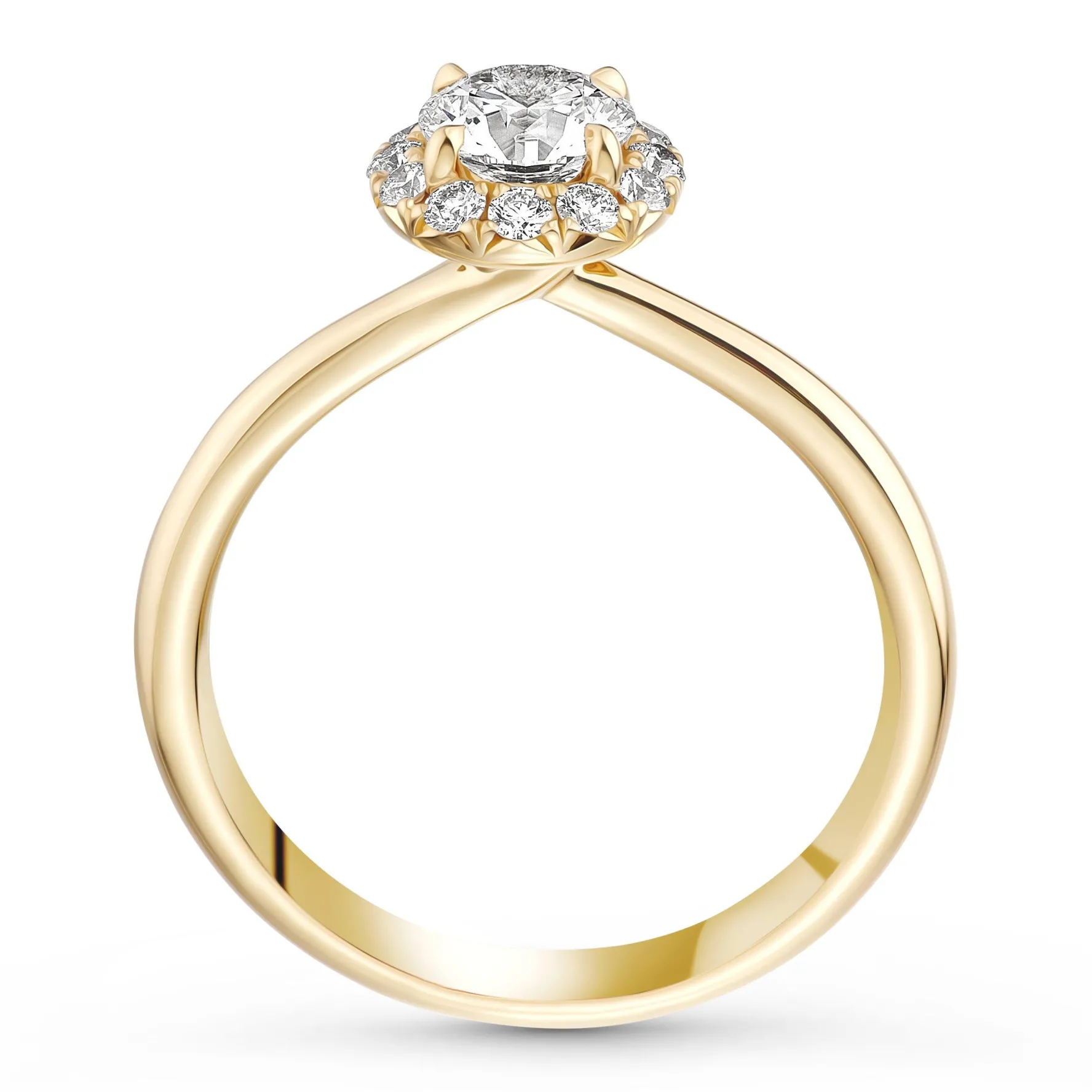 Hearts On Fire Vela 18ct Yellow Gold Diamond Halo Engagement Ring
