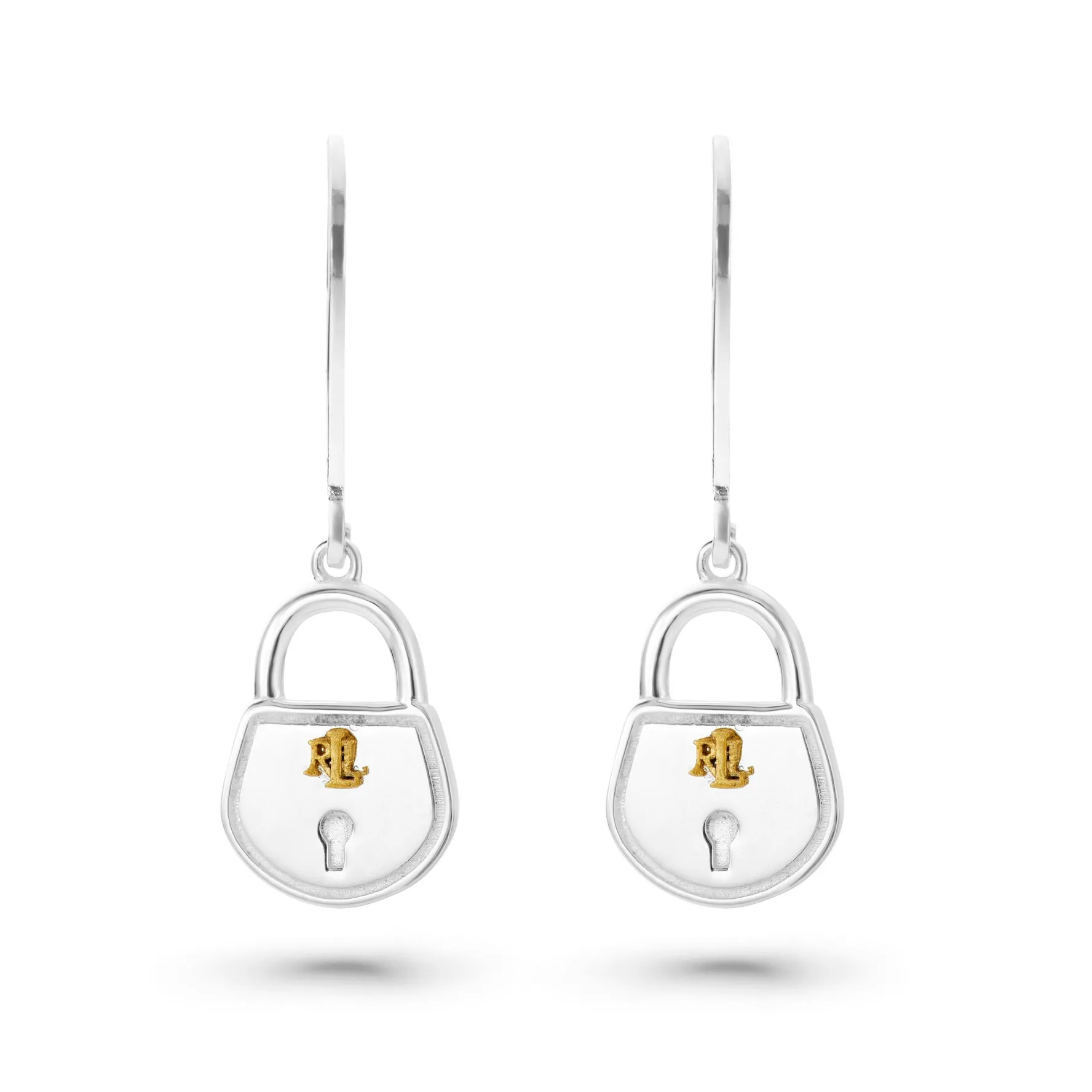 Lauren Ralph Lauren Silver Two-Tone Padlock Drop Earrings