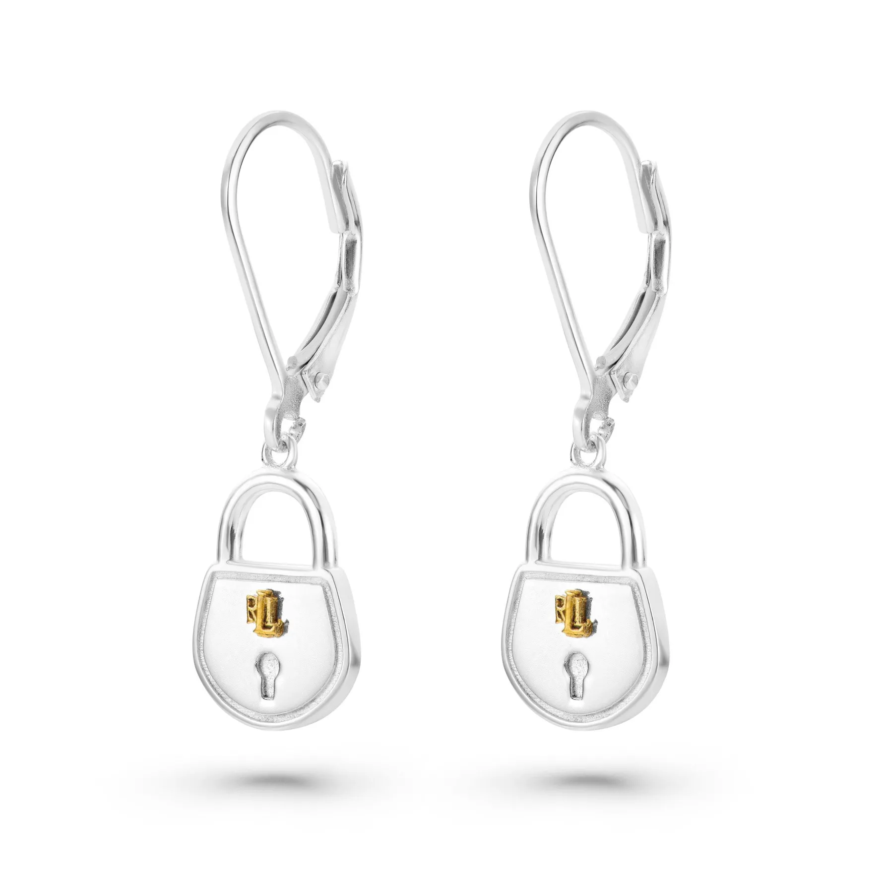 Lauren Ralph Lauren Silver Two-Tone Padlock Drop Earrings