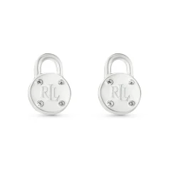 Lauren Ralph Lauren Silver Padlock Diamond Stud Earrings