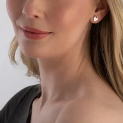 Lauren Ralph Lauren Silver Heart Lock Stud Earrings