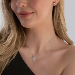 Lauren Ralph Lauren Silver Heart Lock Stud Earrings